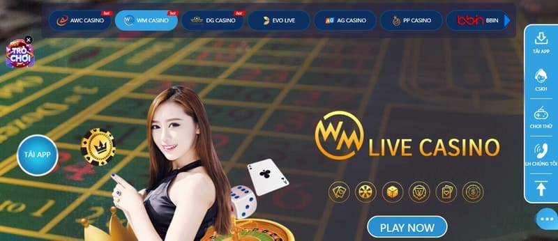 Cá cược casino 123B tại sảnh WM cùng bạn rinh thưởng lớn